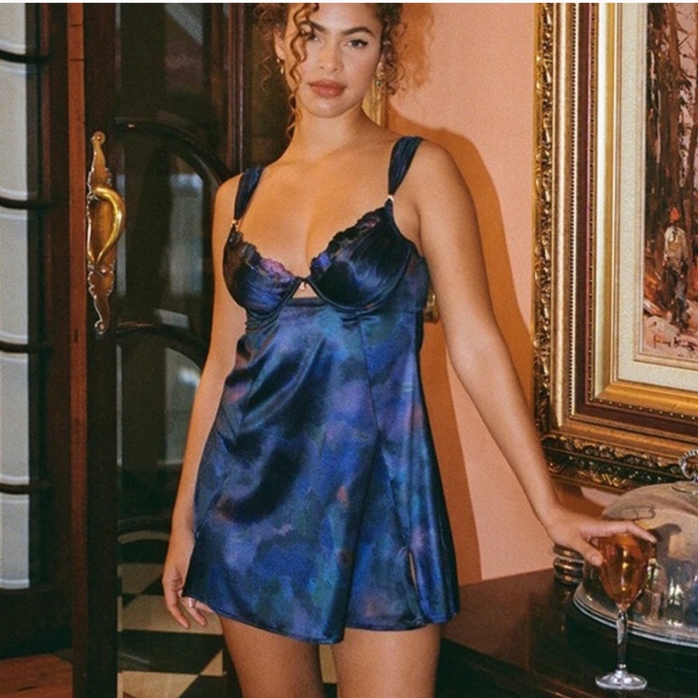 Bydee mini navy dress with tie back